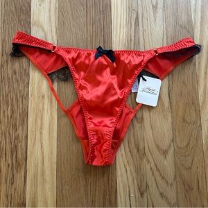 NWT Agent Provocateur Lingerie Kacie Leavers Brief Red and Black lace Bikini